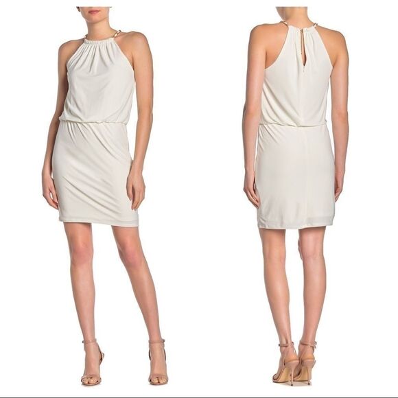 Laundry White Gold Chain Jersey Knit Chain Dress 6 - Picture 1 of 4